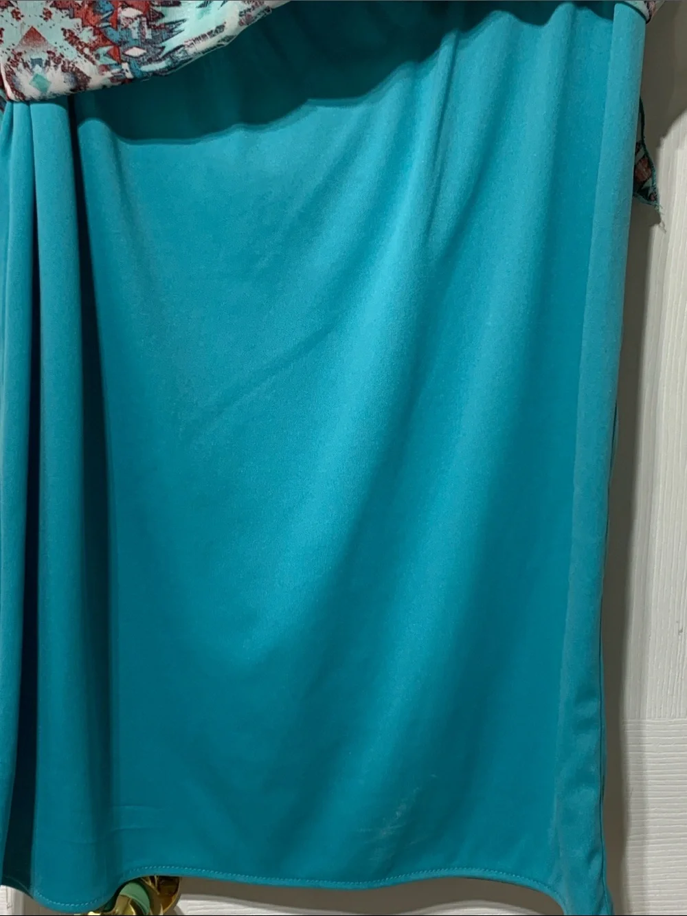 Rabbit Rabbit Rabbit Turquoise and Red Aztec Asymmetrical Sleeveless Dress - Picture 3 of 7